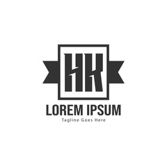 Initial HK logo template with modern frame. Minimalist HK letter logo vector illustration