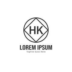 Fototapeta premium Initial HK logo template with modern frame. Minimalist HK letter logo vector illustration