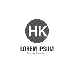 Initial HK logo template with modern frame. Minimalist HK letter logo vector illustration