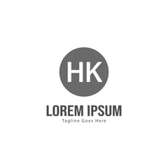 Initial HK logo template with modern frame. Minimalist HK letter logo vector illustration