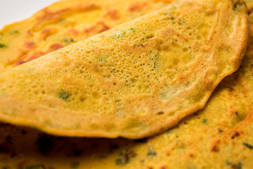 Chilla or Besan cheela is a simple pancake made with chickpea flour and some basic ingredients...