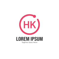 Initial HK logo template with modern frame. Minimalist HK letter logo vector illustration