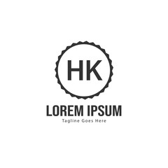 Initial HK logo template with modern frame. Minimalist HK letter logo vector illustration