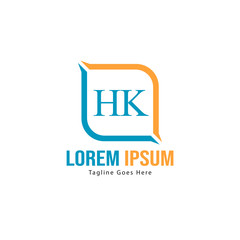 Initial HK logo template with modern frame. Minimalist HK letter logo vector illustration