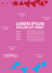 Abstract geometric line pattern background for business brochure cover design. Blue, yellow, red, orange, pink and green vector banner poster template
