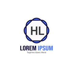 Initial HL logo template with modern frame. Minimalist HL letter logo vector illustration
