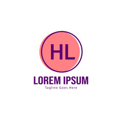 Initial HL logo template with modern frame. Minimalist HL letter logo vector illustration