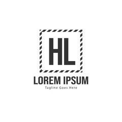 Initial HL logo template with modern frame. Minimalist HL letter logo vector illustration