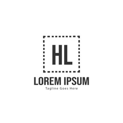Initial HL logo template with modern frame. Minimalist HL letter logo vector illustration