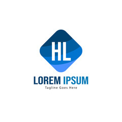 Initial HL logo template with modern frame. Minimalist HL letter logo vector illustration