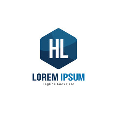 Initial HL logo template with modern frame. Minimalist HL letter logo vector illustration