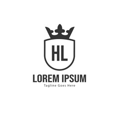 Initial HL logo template with modern frame. Minimalist HL letter logo vector illustration