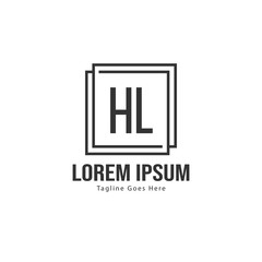 Initial HL logo template with modern frame. Minimalist HL letter logo vector illustration