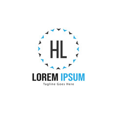 Initial HL logo template with modern frame. Minimalist HL letter logo vector illustration