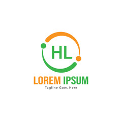Initial HL logo template with modern frame. Minimalist HL letter logo vector illustration