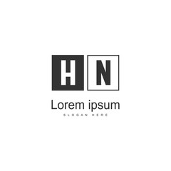 Initial HN logo template with modern frame. Minimalist HN letter logo vector illustration