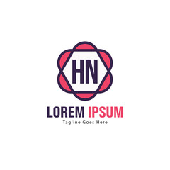 Initial HN logo template with modern frame. Minimalist HN letter logo vector illustration