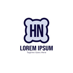 Initial HN logo template with modern frame. Minimalist HN letter logo vector illustration