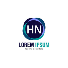 Initial HN logo template with modern frame. Minimalist HN letter logo vector illustration