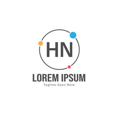Initial HN logo template with modern frame. Minimalist HN letter logo vector illustration