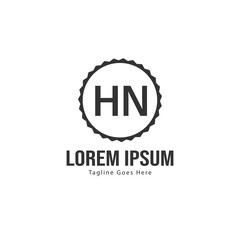 Initial HN logo template with modern frame. Minimalist HN letter logo vector illustration