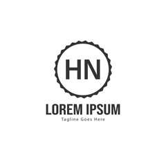 Initial HN logo template with modern frame. Minimalist HN letter logo vector illustration