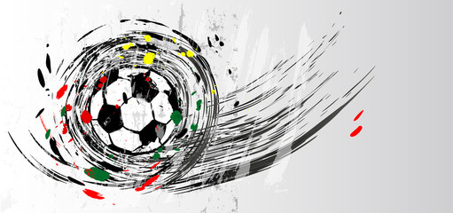 Fototapety  soccer / football, design template, free copy space, with soccer ball, swirly grunge style vector illustration