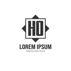 Initial HO logo template with modern frame. Minimalist HO letter logo vector illustration