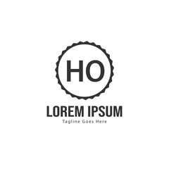 Initial HO logo template with modern frame. Minimalist HO letter logo vector illustration