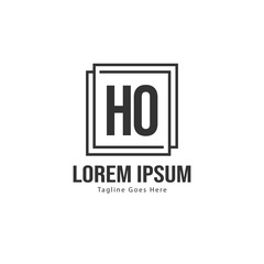 Initial HO logo template with modern frame. Minimalist HO letter logo vector illustration