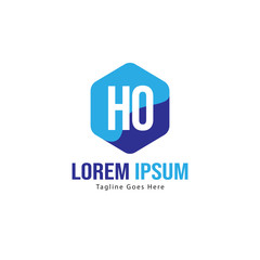 Initial HO logo template with modern frame. Minimalist HO letter logo vector illustration
