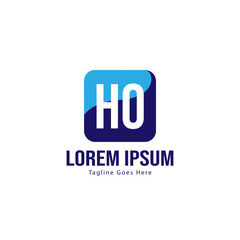 Initial HO logo template with modern frame. Minimalist HO letter logo vector illustration