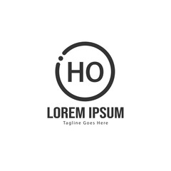 Initial HO logo template with modern frame. Minimalist HO letter logo vector illustration