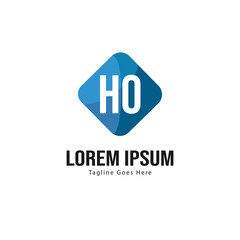 Initial HO logo template with modern frame. Minimalist HO letter logo vector illustration