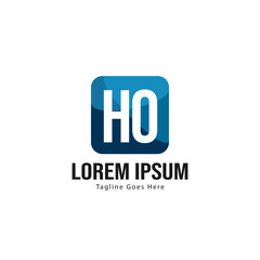 Initial HO logo template with modern frame. Minimalist HO letter logo vector illustration