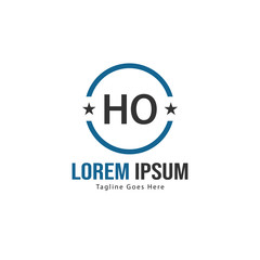Initial HO logo template with modern frame. Minimalist HO letter logo vector illustration