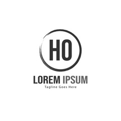 Initial HO logo template with modern frame. Minimalist HO letter logo vector illustration