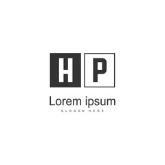 Initial HP logo template with modern frame. Minimalist HP letter logo vector illustration