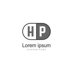 Initial HP logo template with modern frame. Minimalist HP letter logo vector illustration