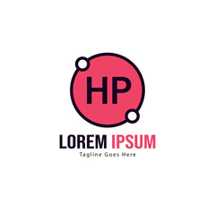 Initial HP logo template with modern frame. Minimalist HP letter logo vector illustration