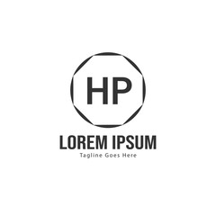 Initial HP logo template with modern frame. Minimalist HP letter logo vector illustration