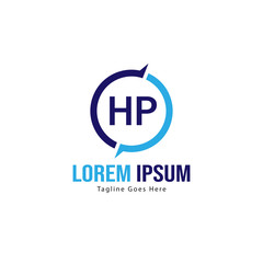 Initial HP logo template with modern frame. Minimalist HP letter logo vector illustration