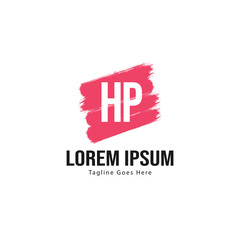 Initial HP logo template with modern frame. Minimalist HP letter logo vector illustration