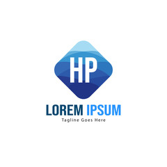 Initial HP logo template with modern frame. Minimalist HP letter logo vector illustration