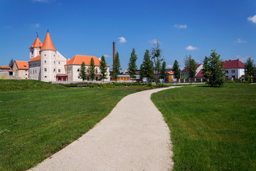 Renaissance Pisecne castle rebuilt from gothic fortress, Jindrichuv Hradec district, South Bohemian Region, Czech Republic, sunny summer day