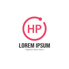 Initial HP logo template with modern frame. Minimalist HP letter logo vector illustration