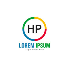 Initial HP logo template with modern frame. Minimalist HP letter logo vector illustration