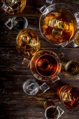 Selection of hard strong alcoholic drinks