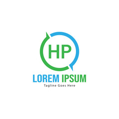 Initial HP logo template with modern frame. Minimalist HP letter logo vector illustration