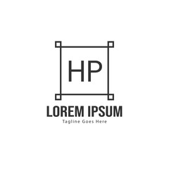 Initial HP logo template with modern frame. Minimalist HP letter logo vector illustration